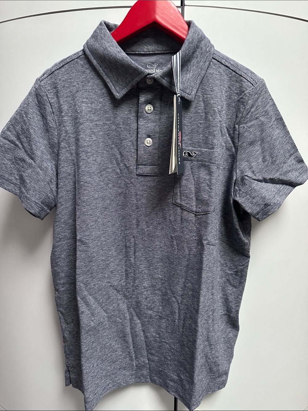 Vineyard Vines Kids Boys Heather Charcoal Polo - Short Sleeve S(8-10), new